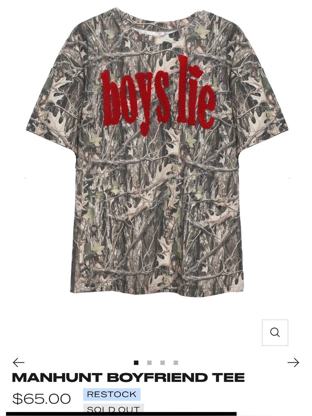 NWOT boys lie hunter camo tee